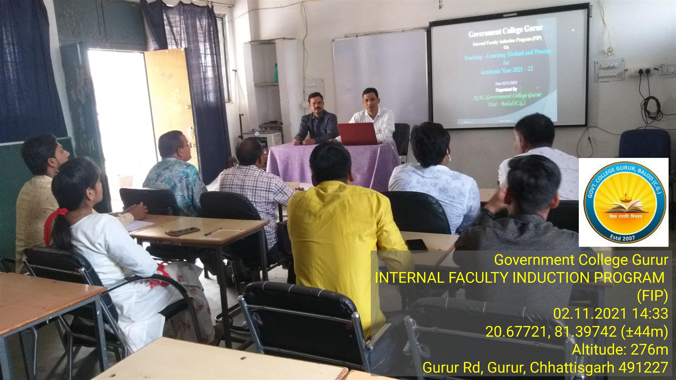 Internal Induction Programme for Teaching Staff (FIP) - Photo Govt. college Gurur