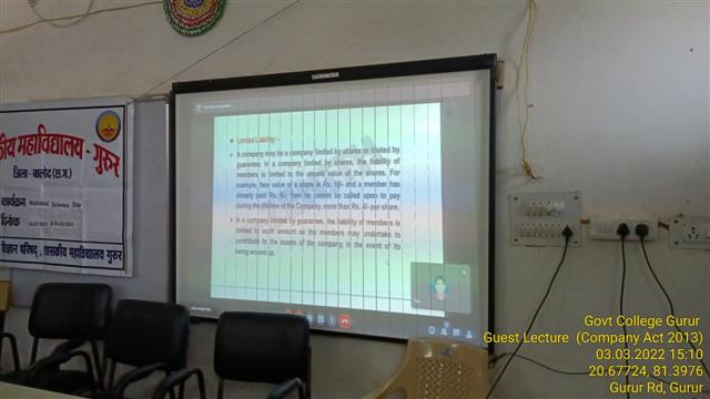 guest lecture on company act 2013 - Photo Govt. college Gurur