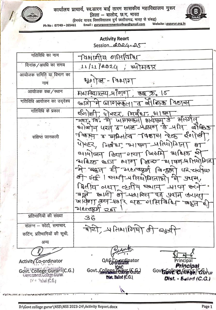 Awareness Program (Ozone) - Photo Govt. college Gurur