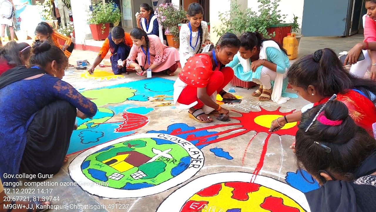 Rongoli Competition on Ozone day - Photo Govt. college Gurur