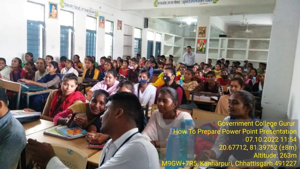 Student Workshop on How to Prepare PPT Presentation  - Photo Govt. college Gurur